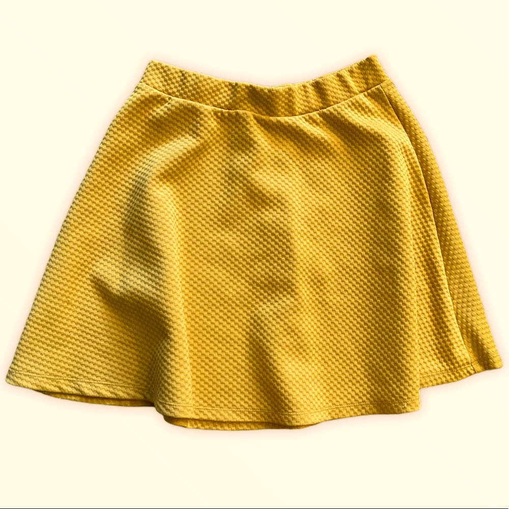 Mustard Yellow High Waisted Skater Skirt
